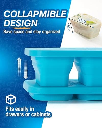 Silicone Freezer Trays With Lid, Stackable 1 Cup Silicone Freezer Molds, Easy To Use Soup Ice Cube Tray, Collapsible Freezing Molds for Meal Prep, Broth, Sauce, Leftovers, Soup Storage Gift Set thumbnail 2