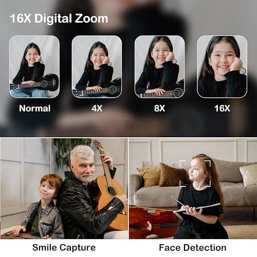 Digital Camera for 50MP FHD 1080P, Digital Point and Shoot Camera with 16X Zoom Anti Shake, Indoor&Outdoor Travel Compact Small Camera Gift for Boys Girls Kids Camera with 32GB Card, Pink thumbnail 3