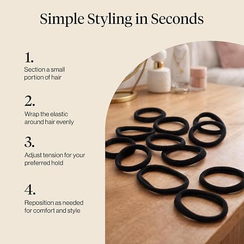 Kitsch Elastic Hair Ties No Damage | Stretchable Hair Bands - Black, 12pcs | Strong All-Day Hold Hair, Rubber Bands For Hair, Ponytail Holders | Hair Accessories for Everyday Use thumbnail 7