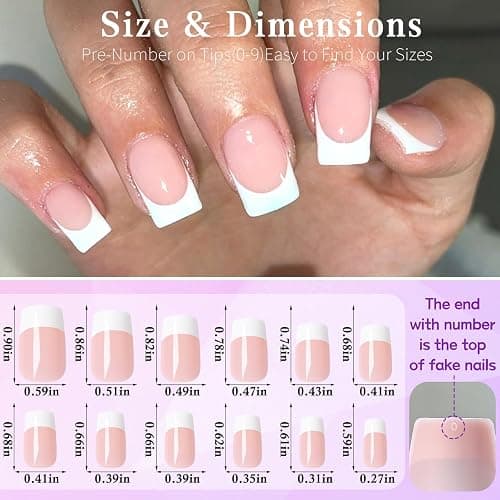 Lifextol 240pc French Tip Press on Nails Short Fake Nails & Adhesive Tab, False Acrylic Nail Press on Nails Square Nail Tips Artificial Glue on Nails Press ons Stick on Fingernail thumbnail 6