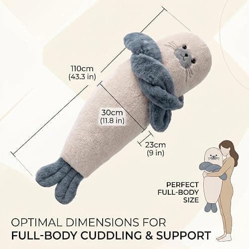 Nadier Shop Voice Recording Hugging Pillow with Heat and Tapping, Plush Comfort Companion for Adults, Emotional Support Sleep Aid Buddy with Remote Control(Seal,PATTING+Heat_Large) thumbnail 2