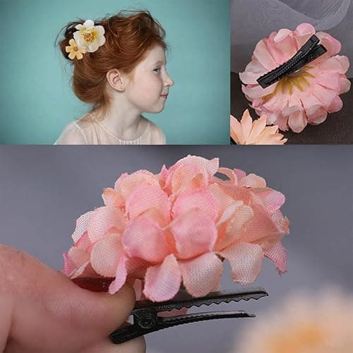 21 PCS Hair Flowers Boho Hair Barrettes Accessories Hawaiian Silk Flower Clips Girls Orange Floral Bride Headpiece Festival(Orange & Yellow) thumbnail 6