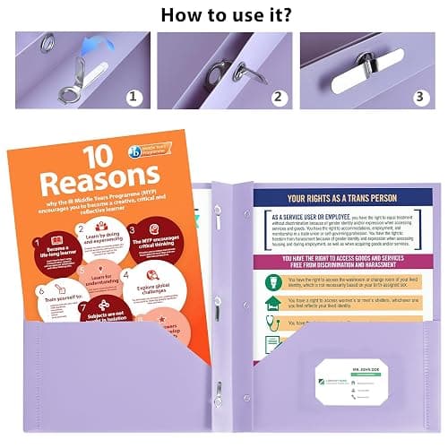 HABGP Two Pocket Folder With Prongs (5 Pack, Pastel Colors), Plastic Folders With Pockets and Business Card Holder, Fit Letter Size, for Organizing Papers in School, Office & Business thumbnail 4
