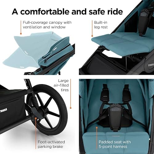 Thule Urban Glide 3 Single Child All-Terrain Stroller, Full-Suspension System, Air-Filled Tires, Upright seat with Adjustable Recline and Built-in legrest thumbnail 7