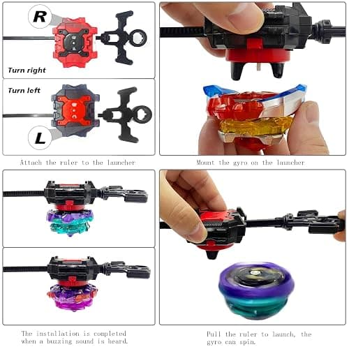Elfnico Bey Battling Top Burst Gyro Toy Set 12 Spinning Tops 4 Launchers Combat Battling Game with Portable Storage Box Gift for Kids Children Boys thumbnail 5