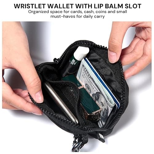 Keychain Wallet for Women Mini Zip Card Holder with ID Window Coin Purse Detachable Wristlet Small Wallets Black Leopard thumbnail 9