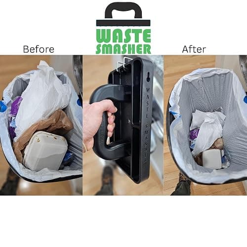 Waste Smasher - Manual Trash Compactor Tool - Hand-Held Garbage Press with Built-in Hook - for Kitchen Waste Bin - Space Saving Design - No Batteries Required - Freestanding - Black thumbnail 5