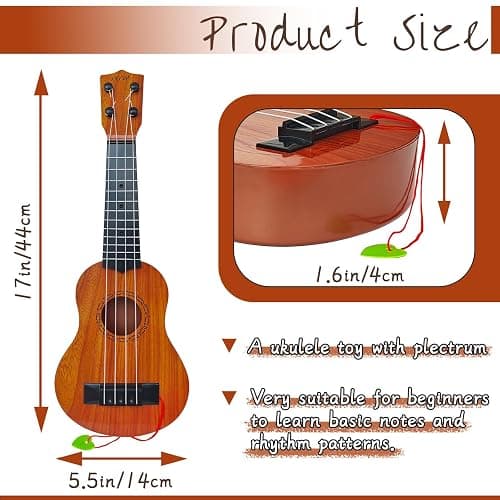 Kids Toy Ukulele Guitar,17 Inch Classical Guitar Musical Toy,4 Strings Guitar Ukulele Educational Learning Toy for Toddlers and Preschoolers - Round-shaped thumbnail 3