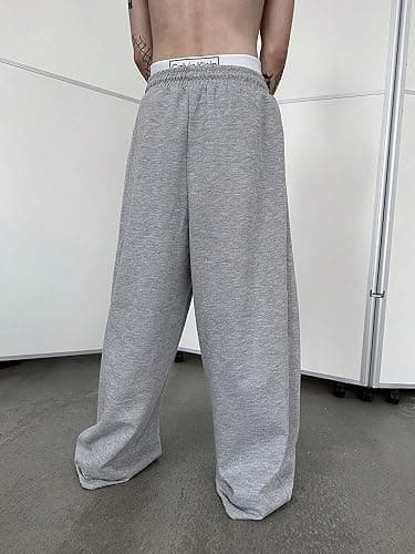SHENHE Men's Baggy Pants Wide Leg Drawstring Waist Loose Sweatpants with Pockets thumbnail 2