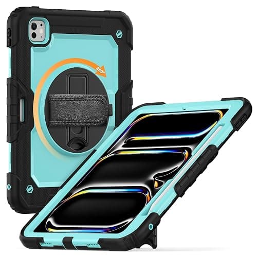 Loyrina for iPad Pro 11 inch Case 2025 (M5) 2024 (M4), with 360° Rotating Stand Hand/Shoulder Strap, Pencil Holder & Protective Shockproof Silicone Hard Tablet Cover, Blue thumbnail 8