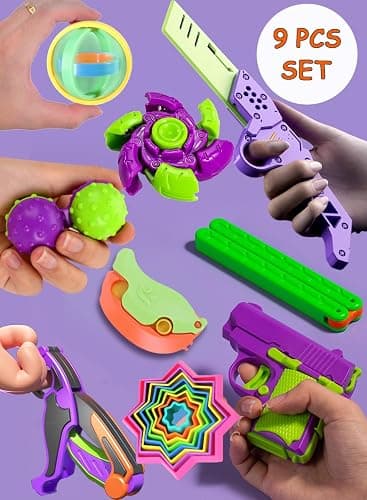 Fidget Toy Gun, 1911 Stress Shot Toy Gun Set for Adults & Kids, 3D Printed Peace Pistol Fidget Toy Anxiety Relief Items Pack, 9 PCS thumbnail 6