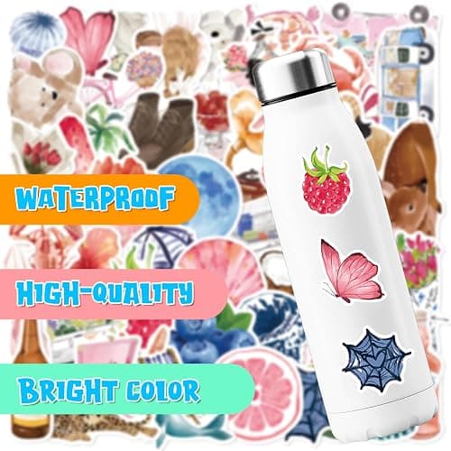 150 PCS Summer Aesthetic Sticker Pack,Cute Watercolor Decals,Vinyl Waterproof Sticker for Water Bottle Laptop Journal Scrapbook,Beach Stickers for Teens Adults,Summer Decorations & Party Favors thumbnail 5