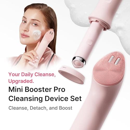 medicube Mini Booster Pro Plus Cleansing Device Set | 2-in-1 Facial Cleansing, Skincare Device | Pore, Makeup, Excess Sebum Care | Portable Skincare Booster with 3 Modes | Korean Facial Device, Pink thumbnail 2