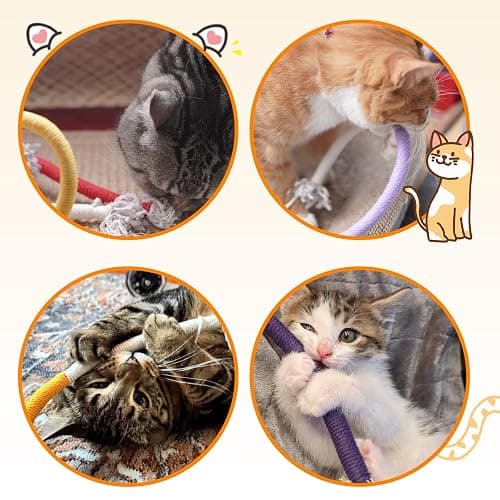 Tocirelo Cat Chew Rope Toy - 6Pack Cat Chew Toy for Teeth Cleaning, Interactive Kitten Teething Toys to Transfer Chewing from Wires, Cotton String with Natural Silvervine Ball thumbnail 7