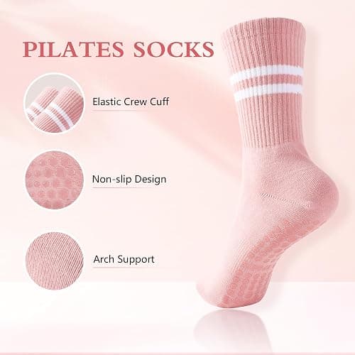 KAKAVENTE Pilates Socks with Grips for Women,Grippy Yoga Socks,Non Slip Ballet Barre Dance Gym Socks thumbnail 3