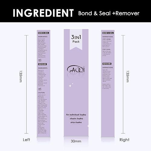 GAQQI Lash Bond and Seal and Remover, Waterproof Lash Clusters Glue Easy to Use 3 in 1 Strong Hold DIY Eyelash Adhesive Kit, Qucik Removal Eyelash Remover, 2 Pcs thumbnail 2