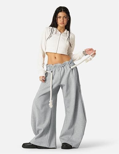 Aelfric Eden Super Baggy Barrel Sweatpants Wide Leg Pants for Women Men Casual Elastic Waist Unisex Lantern Trouser Pants thumbnail 8