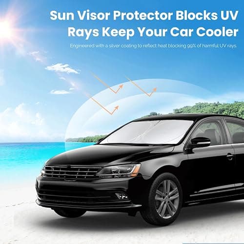 Custom Fit Passat Windshield Sunshade for 2012-2022 Volkswagen VW Passat | for Volkswagen Accessories Front Window Shield 250T Silver Coating Cover Windshield Sun Visor Protector Blocks UV thumbnail 5