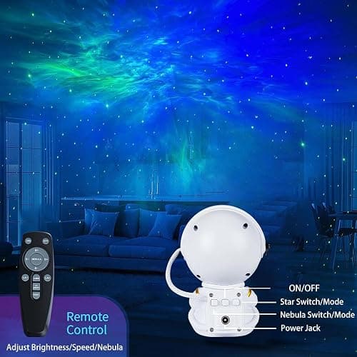 VEANANO Astronaut Galaxy Projector, Star Projector Night Light, Spaceman Light Projector with Remote Control, USB Powered 360° Adjustable Space Buddy Projector for Kids Bedroom Adults Room (Black) thumbnail 4