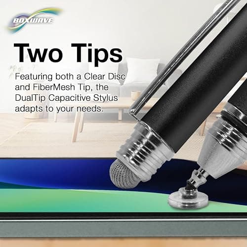 BoxWave Stylus Pen Compatible with Skylight Calendar (15 inch) - DualTip Capacitive Stylus, Fiber Tip Disc Tip Capacitive Stylus Pen - Jet Black thumbnail 3