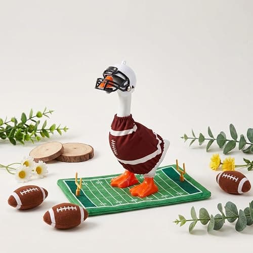 FNANJWQ 7 Inch Mini Desk Goose Outfits, Football Tabletop Goose Rugby Clothes & Helmet Desk Costumes Accessories Magnetic Geese Statue Key Holder Clothes for Table Decoration thumbnail 2