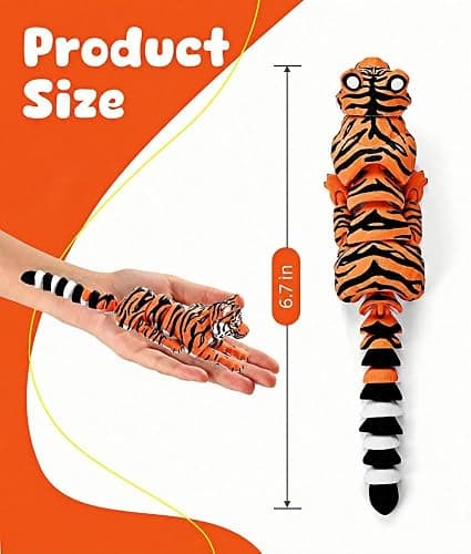 GemmiCho 3D Printed Animal, 6.7" Articulated 3D Printed Tiger Toy, Tiger Figurines Fidget Toys, 3D Printed Toys for Stress Relief, Flexible Animals Fidget Desk Decor (Tiger) thumbnail 2