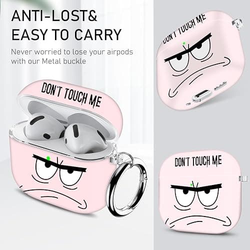 Youtec for Apple Airpods 4th Generation Case Covers(2024),Don't Touch Me for Airpods 4 Cover with Keychain/Lanyard Soft Cute Shockproof Cover for Women Men Compatible AirPods 4 Case,Pink thumbnail 7