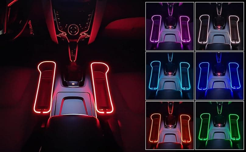 keketuohai 7 Color Led Car Seat Gap Organizer with 56W Fast Charger Car Console Organizer with Cup Holder Front Seat Gap Filler with USB Between Seat Cup Holder fit for Android iPhone (Black) thumbnail 5