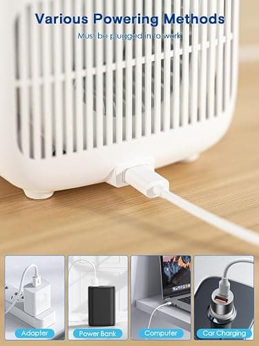 let'me Desk Fan,Portable Bladeless Fan 11.8 inch Small Personal Cooling Fan with 5 Colors Touch Control LED Light,Quiet Table Fan for Home, Office, Bedroom - WHITE thumbnail 5