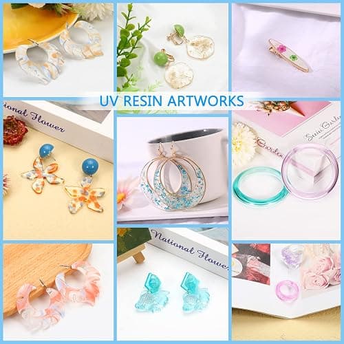 KISREL UV Resin with Light - 200g Upgraded Hard Type Crystal Clear Ultraviolet Curing UV Resin Kit, 8 Lamp Beads UV Light, Resin Kit with Light for Craft Jewelry Making thumbnail 6