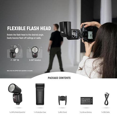 NEEWER Z2PRO-S 2.4G TTL Round Head Flash Speedlite Compatible with Sony, Wireless Compatible with Godox, 76Ws 1/8000s HSS, Upgraded UI, TTL/M TCM Switch, 7.2V/3000mAh Battery, 600 Full Power Flash thumbnail 8
