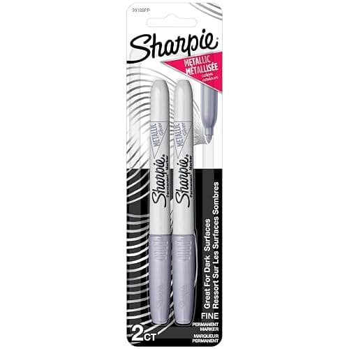 Sharpie Metallic Permanent Markers, Fine Point, Silver, 2 Count - Image 1
