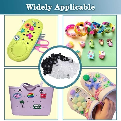 PUSNMI Buckle Plastic Button, Shoe Charm Backs Buttons Mixed Colors Black and Clear Round Buttons Accessories for Flat Shoe Charms, Wristband Charms Back, Factory DIY Ornaments 200pcs thumbnail 6
