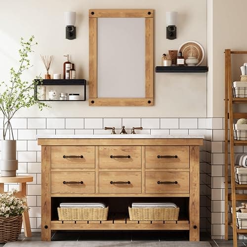 QEEIG Bathroom Shelves Over Toilet - Wall Mounted Floating Shelves Toilet Paper Storage Small Farmhouse Decor Shelf 16 inch Set of 2, Black (019-B2) - Image 1