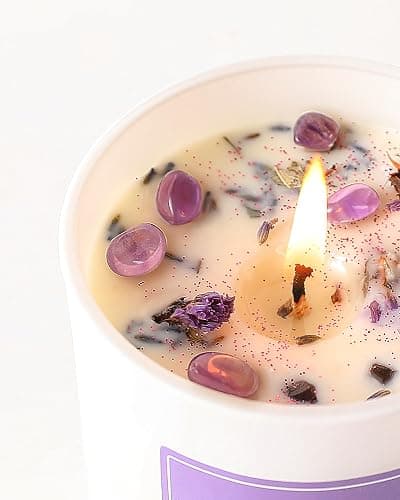 AOOVOO Lavender Scented Candles for Women - Aromatherapy Candle with Crystals Inside, 7oz Soy Candles for Home Scented, Birthday Gifts Christmas Candle for Women Mom thumbnail 4