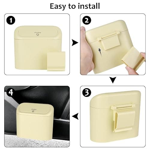 Accmor Car Trash Can, Portable Vehicle Trash Bin with Lid, Car Dustbin Garbage Organizer Holder with One Roll Trash Bag, Leakproof Hanging Mini Cars Storage Bag Container for Auto, SUV, Office (Beige) thumbnail 3