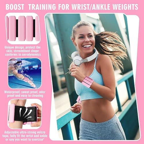 Wrist Weights, 2Pack Adjustable Wearable Wrist Ankle Weights for Women/Men, Silicone Wrist Bangles for Walking, Yoga, Pilates, and Gym, Arm & Leg Workout, 2lb thumbnail 4