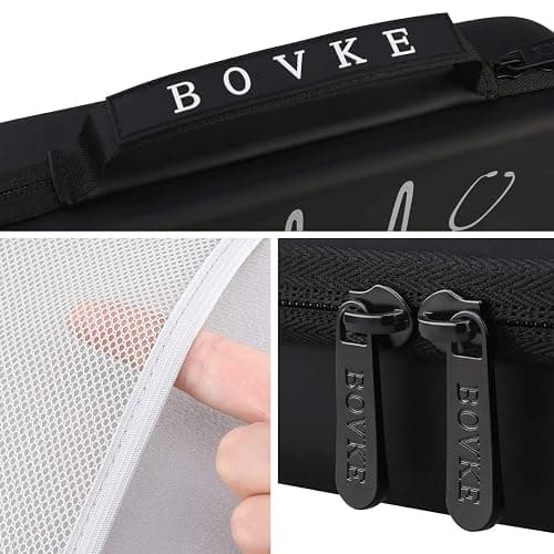 BOVKE Stethoscope Case for 3M Littmann Classic III, Lightweight II S.E, MDF Acoustica Deluxe Stethoscopes - Extra Room for Medical Bandage Scissors EMT Trauma Shear and LED Penlights, Black - Black thumbnail 4