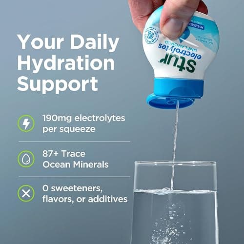 Stur Electrolyte Drops | Trace Minerals for Instant Hydration | No Sugar, No Sweeteners | Zero Calories | Unflavored Liquid Water Enhancer | Vegan & Keto Friendly | 5 Bottles (Makes 160 Drinks) thumbnail 4