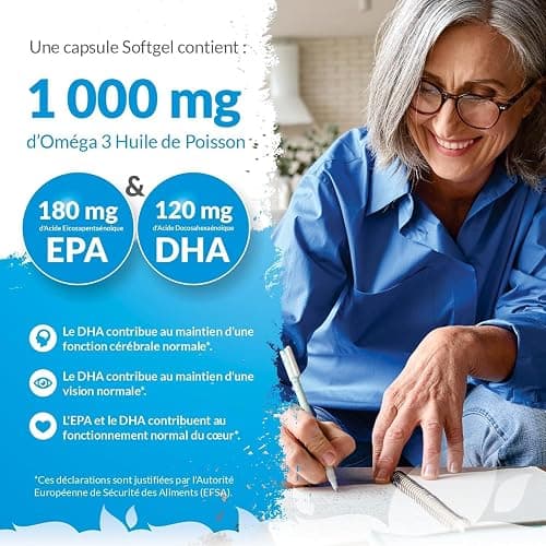 Omega 3 Fish Oil 1000 mg - Huile de Poisson - 365 Gélules - Cure d'1 An - Riche en EPA 540mg et DHA 360mg - Compléments alimentaires de Nu U Nutrition thumbnail 8