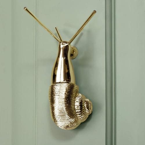 Solid Polished Brass Snail Door Knocker Front Door Furniture - Supplied with Fixings thumbnail 2