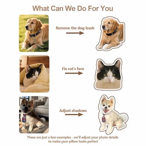 Wucidici Custom Pet Pillow with Picture, Personalized Photo Dog Cat Face Shaped Pillow, Customized Stuffed Animal Pictures Pillows Memorial Loss Sympathy Gifts - 12" thumbnail 7