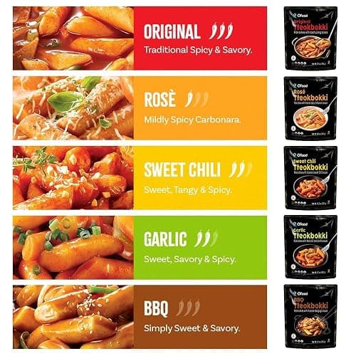 Tteokbokki Korean Rice Cakes – [Original Gochujang | Pack of 1] – Gluten Free | Ready in 3 Minutes | 0 Cholesterol/ 0 Trans Fat | 2 Servings Spicy Street Snack | Healthy/Savory/Spicy - O’food thumbnail 4