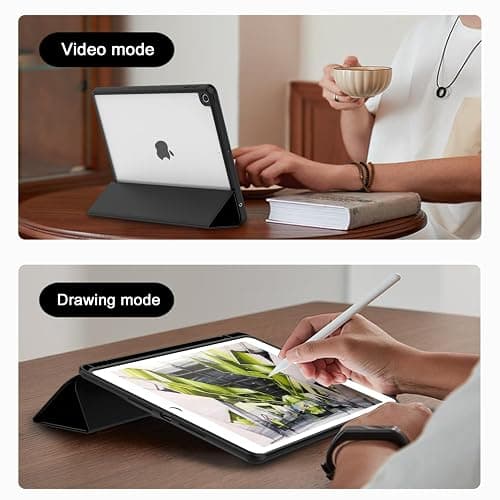 ToaPoia iPad 9th Generation Case 2021/iPad 8th Generation Case 2020 10.2 Inch with Pencil Holder, iPad 7th Gen 2019 Case with Clear Transparent Back, Auto Wake/Sleep Cover(Black) thumbnail 7