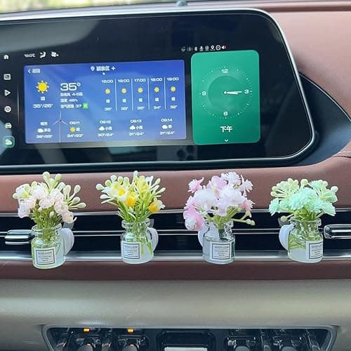 Set of 4 Cute Flower Bouquet Car Air Freshener Vent Clips, Mini Artificial Flowers for Car Air Vent Decoration, Auto Interior Dashboard Ornament Accessories - Image 1