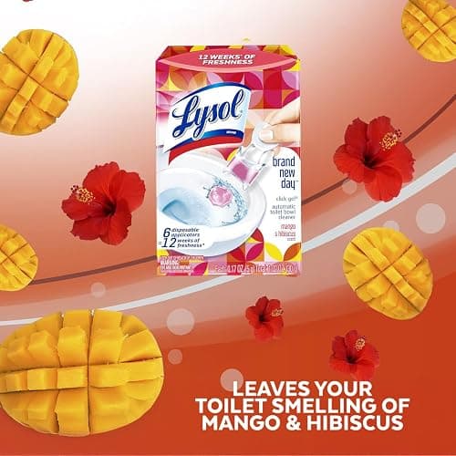 Lysol Click Gel Automatic Toilet Bowl Cleaner, Toilet Gel Stamp, Toilet Freshener, Bathroom Essentials, Refreshing Mango & Hibiscus Scent, 6 Count (Pack of 1) thumbnail 3