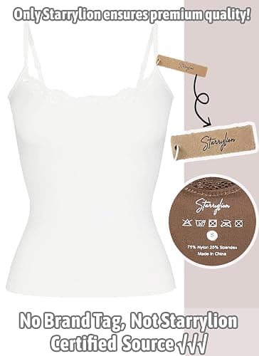 Starrylion Padded Lace Cami Top Double Lined Sexy Tank Top Spaghetti Strap Club Party Shirt thumbnail 4