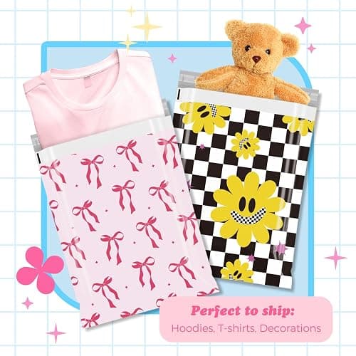 Fuxury Poly Mailers 10x13 Inch 50Pcs Shipping Bags for Clothing Strong Adhesive Shipping Envelopes for Small Business Self Seal Pink Bows Poly Bag Mailing Envelopes thumbnail 5