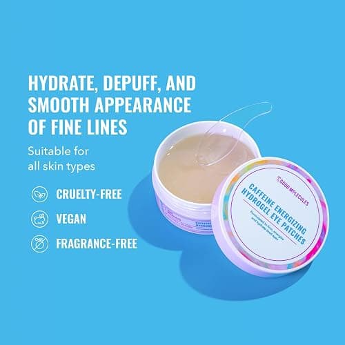Good Molecules Caffeine Energizing Hydrogel Eye Patches - Eye Mask with Hyaluronic Acid Hydrate and Reduce Puffiness - Pack of 30, Skincare for Face thumbnail 2
