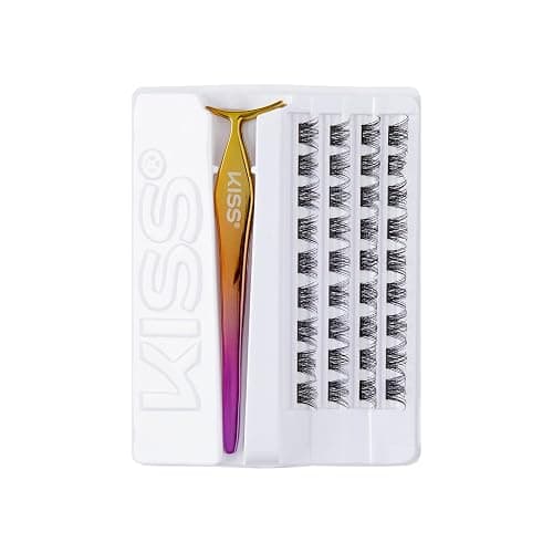 KISS imPRESS Falsies Self Adhesive Eyelashes, Press On Lashes, 12mm-14mm Glam Volume Lashes, Black, No Glue Needed, Invisible Band, 36 Lash Clusters & Non-Stick Applicator - Voluminous thumbnail 8